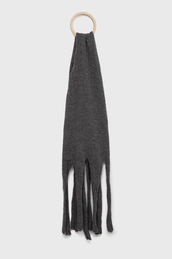 Šátek z vlněné směsi Sisley šedá barva, hladký