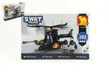 Teddies Dromader SWAT Policie 52008 Stavebnice Vrtulník 202ks plast v krabici 32x21,5x5cm