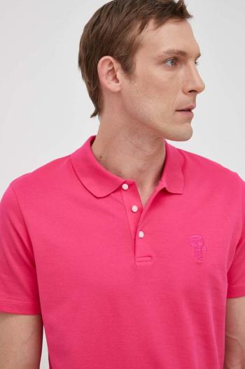 Polo tričko Karl Lagerfeld růžová barva, s aplikací