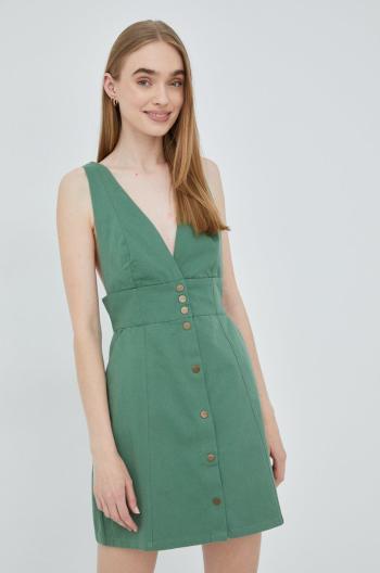 Bavlněné šaty RVCA zelená barva, mini