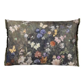 Vintage barevný polštář s květy a motýly  - 60*40 cm KG036.012