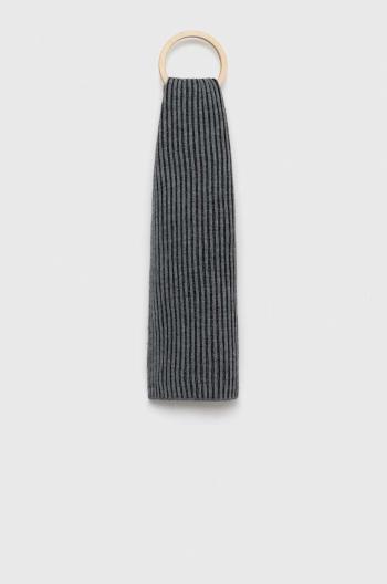 Šátek z vlněné směsi Sisley šedá barva, vzorovaný