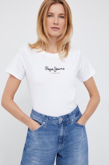Bavlněné tričko Pepe Jeans bílá barva