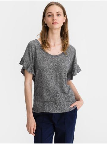 Šedé dámské tričko short sleeve linen t-shirt GAP