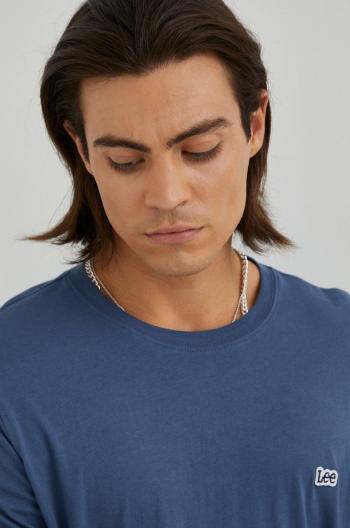 Bavlněné tričko s dlouhým rukávem Lee fialová barva