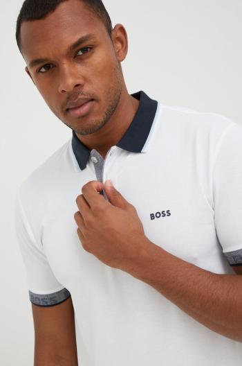 Polo tričko BOSS Boss Athleisure bílá barva