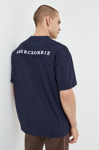 Bavlněné tričko Abercrombie & Fitch tmavomodrá barva, s aplikací