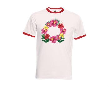 Pánské tričko s kontrastními lemy Rámeček - tropické květiny