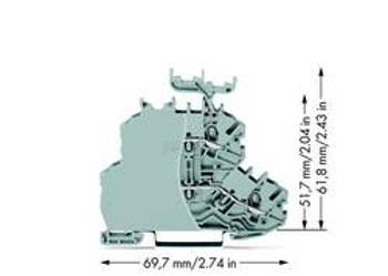 Dvojitá průchodková svorka WAGO 2000-2231/099-000, osazení: L, L, pružinová svorka, 4.20 mm, šedá, 50 ks