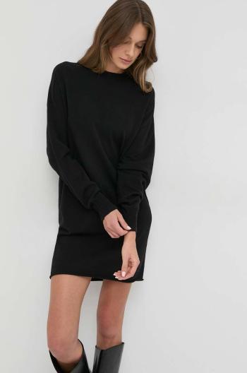 Vlněné šaty Marella černá barva, mini, oversize