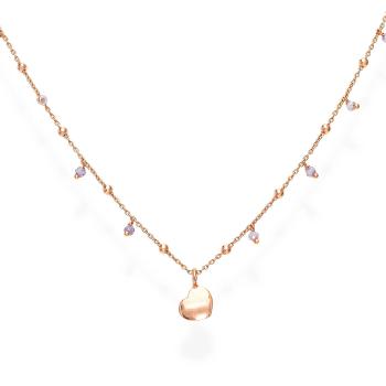 Amen Růžově pozlacený stříbrný náhrdelník s krystaly a srdcem Candy Charm CLCURL3