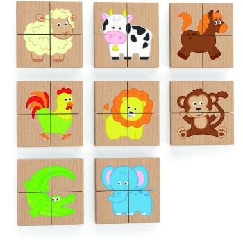 Viga Dřevěné magnetické puzzle - zvířátka