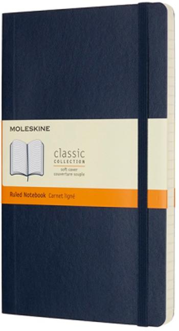 Moleskine - zápisník měkký, linkovaný, modrý L