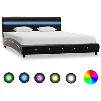 Rám postele s LED světlem černý umělá kůže 140x200 cm (280334)
