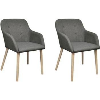 Jídelní židle 2 ks světle šedé textil a masivní dubové dřevo (241156)