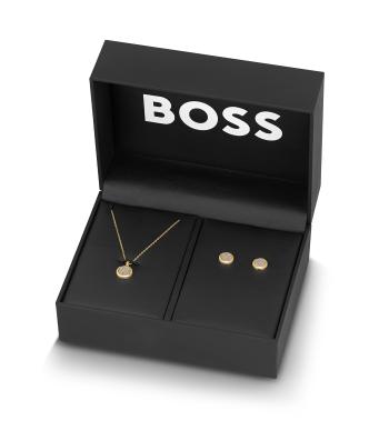 Hugo Boss Luxusní sada pozlacených šperků Medallion 1570149 (náhrdelník, náušnice)