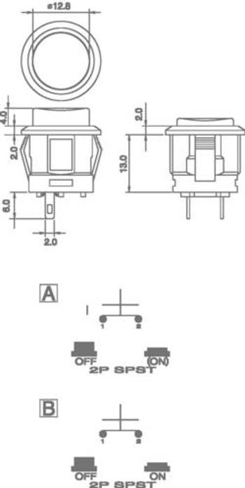 Tlačítko TRU COMPONENTS TC-R13-523A-05RT, 250 V/AC, 1.5 A, červená, 1 ks