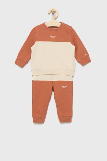 Dětská tepláková souprava Calvin Klein Jeans béžová barva