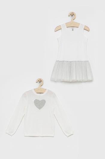 Dětské šaty a svetr Birba&Trybeyond bílá barva