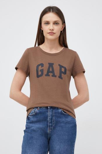 Bavlněné tričko GAP hnědá barva