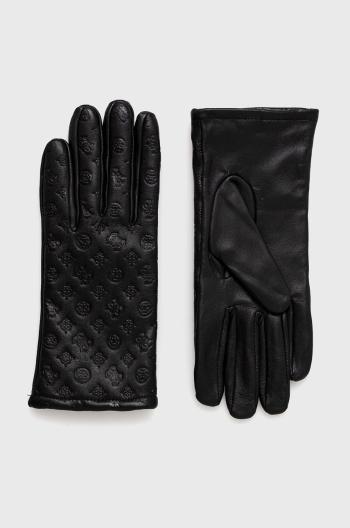 Kožené rukavice Guess dámské, černá barva