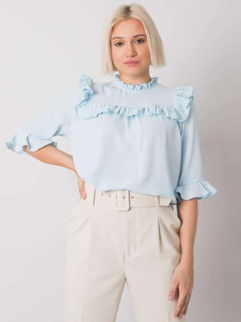 SVĚTLE MODRÁ DÁMSKÁ ELEGANTNÍ HALENKA S VOLÁNKY CHA-BZ-3312.30-LIGHT BLUE Velikost: L/XL