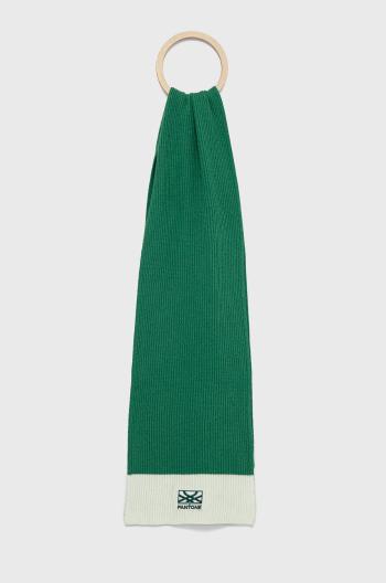 Šátek z vlněné směsi United Colors of Benetton zelená barva, hladký