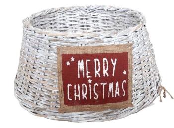 Bílý ratanový kryt pod vánoční stromek Merry Christmas - Ø 60 Ø 45*26 cm 902138