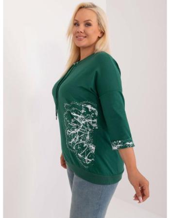 Dámská halenka plus size s vázáním tmavě zelená 