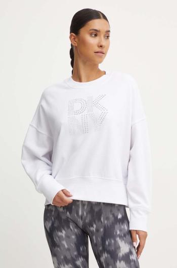 Mikina Dkny dámská, bílá barva, s aplikací, DP4T9968