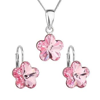 Sada šperků s krystaly Swarovski náušnice, řetízek a přívěsek růžová kytička 39143.3 rose, light