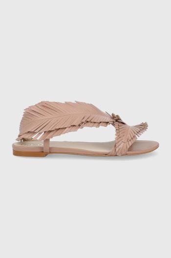 Kožené sandály Baldowski dámské, béžová barva