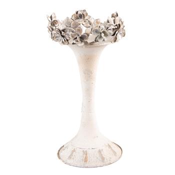 Béžový antik kovový svícen s květy Valérie M - Ø17*30 cm 6Y4726