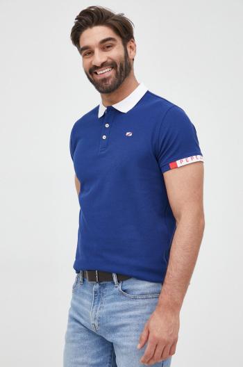 Bavlněné polo tričko Pepe Jeans Felix tmavomodrá barva, s aplikací