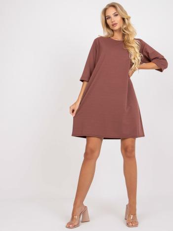 HNĚDÉ TRIČKOVÉ ŠATY -LK-SK-508789.19P-BROWN Velikost: ONE SIZE