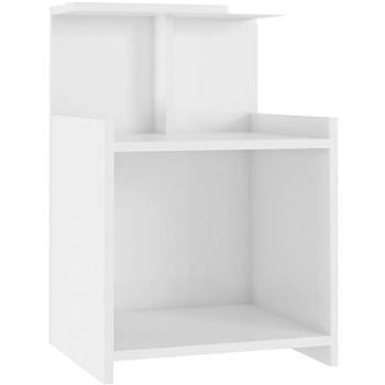 SHUMEE Noční stolek bílý s vysokým leskem 40 × 35 × 60 cm dřevotříska, 806187 (806187)