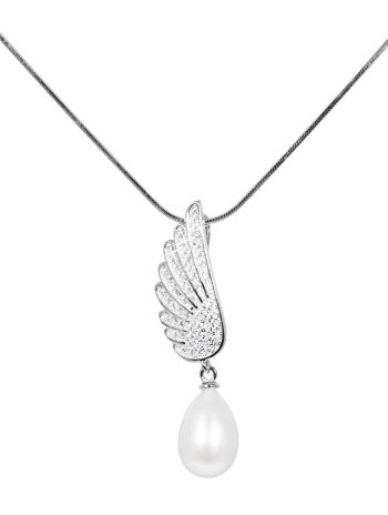 JwL Luxury Pearls Perlový náhrdelník s bílou pravou perlou a zirkony JL0535