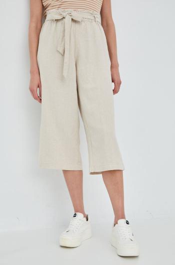 Plátěné kalhoty JDY dámské, béžová barva, jednoduché, high waist