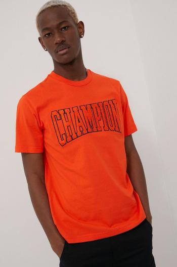 Bavlněné tričko Champion 217172 oranžová barva, s aplikací