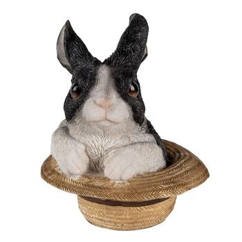 Dekorativní soška králíka v klobouku - 12*12*14 cm 6PR3345