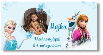 Narozeninový banner s fotkou - Frozen Elsa Rozměr banner: 130 x 260 cm