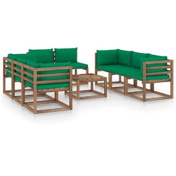 9dílná zahradní sedací souprava s poduškami zelená 3067541 (3067541)
