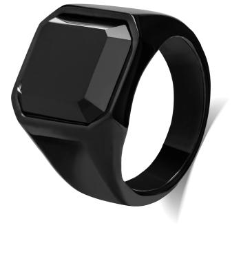 Troli Masivní prsten s černým krystalem 62 mm