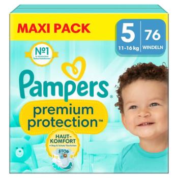 Pampers Protection Junior Plenky Premium , velikost 5 11-16 kg, maxi balení (1x 76 plenek)