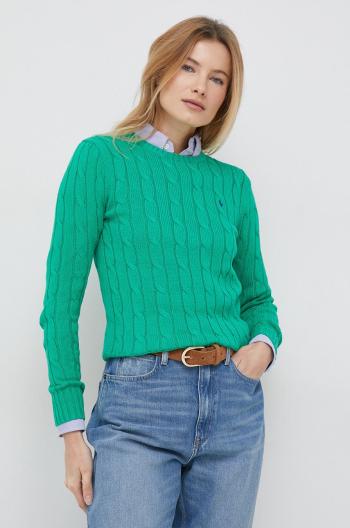 Bavlněný svetr Polo Ralph Lauren dámský, zelená barva