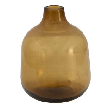 Hnědá skleněná dekorační váza - Ø 10*13 cm 6GL3451