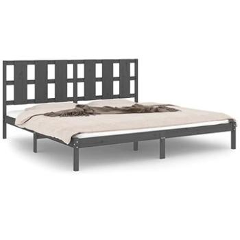 Rám postele šedý masivní dřevo 180 × 200 cm Super King, 3105617 (3105617)