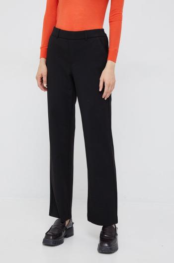 Kalhoty Vero Moda dámské, černá barva, jednoduché, high waist