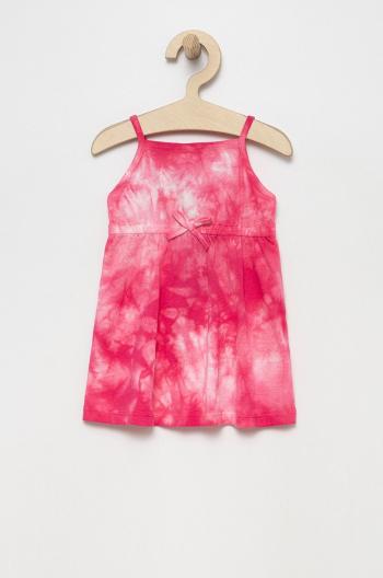 Dětské bavlněné šaty United Colors of Benetton růžová barva, midi