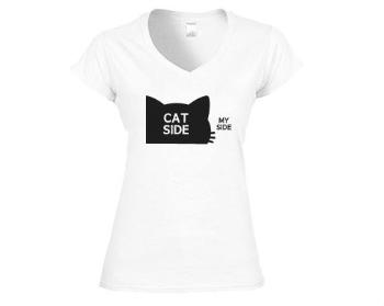 Dámské tričko V-výstřih CAT SIDE